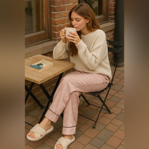 Victoria’s Secret Pink Satin Lounge Pants M Y2K Logo PJ Wide Leg Cozycore Hygge - Picture 2 of 14